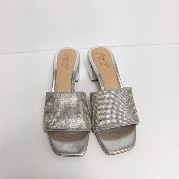JEWEL BADGLEY MISCHKA HARLYN BLOCK HEELED MULES WITH CRYSTAL VAMP SIZE 7 NEW - Picture 4 of 6